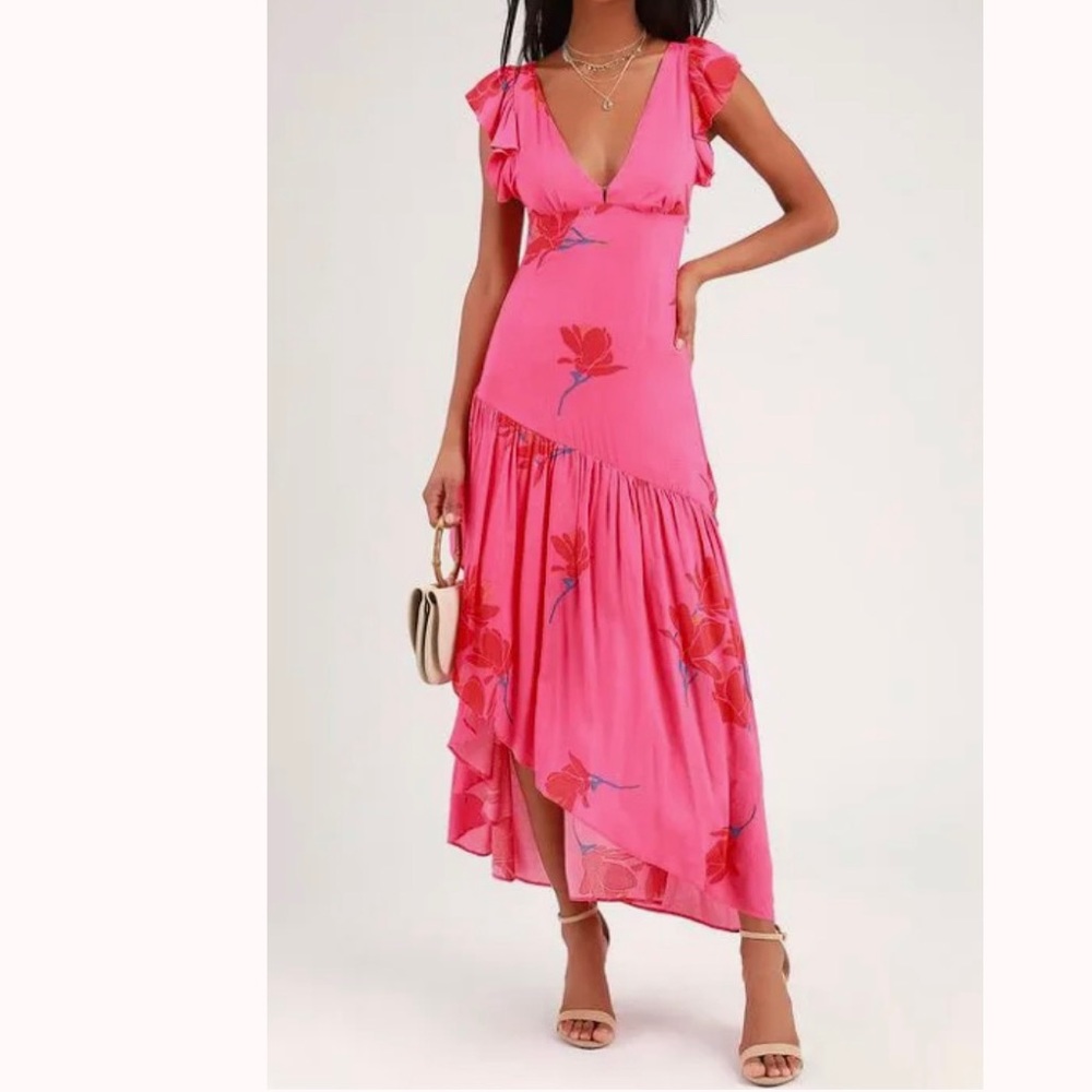 Free People Waterfall Floral Asymmetrical Hem Dress